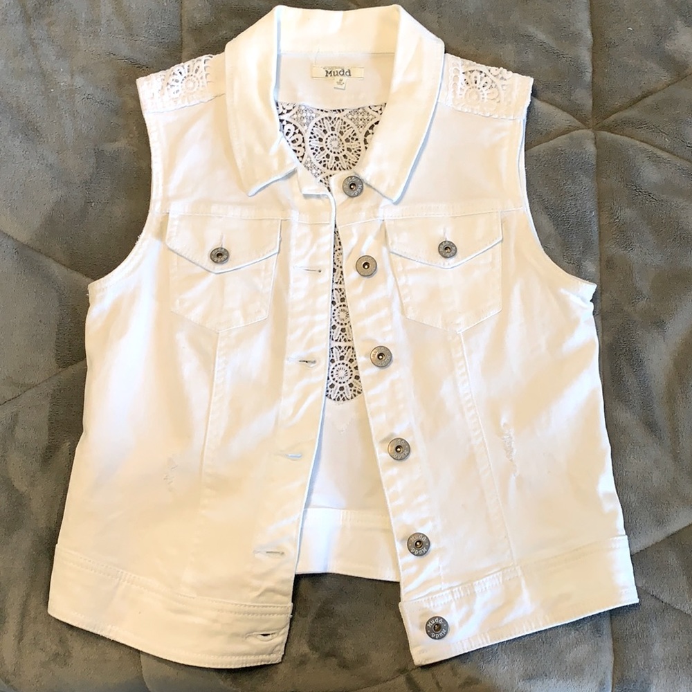 White Jean Vest